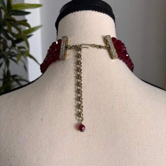 HEIDI DAUS GORGEOUS 3 STRAND RICH RED AND WHITE CRYSTAL NECKLACE, NEW - Picture 4 of 4
